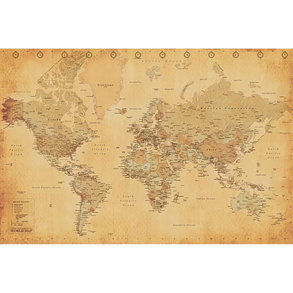 World Map (Vintage Style) Maxi Poster